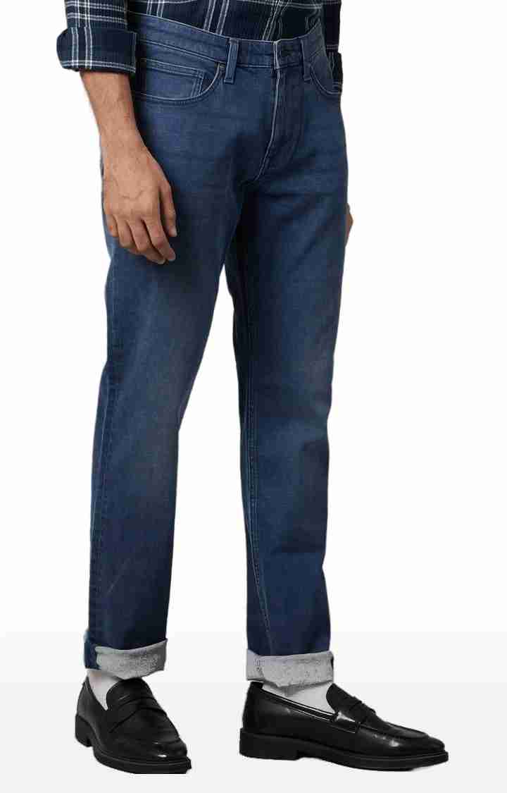 Navy Blue Straight Slim Fit Jeans