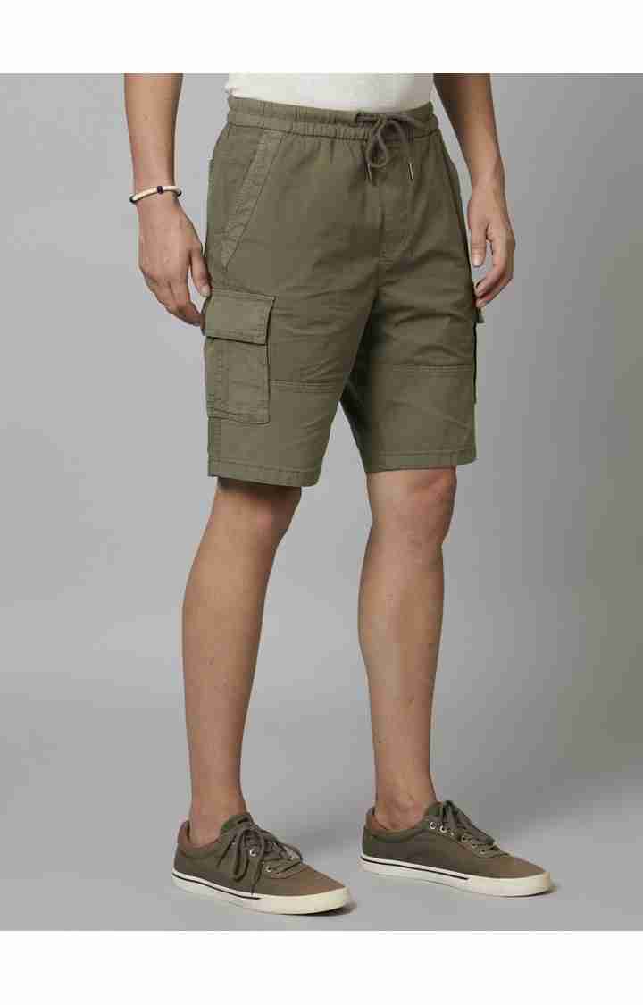 Khaki Regular Fit  Cargo Shorts