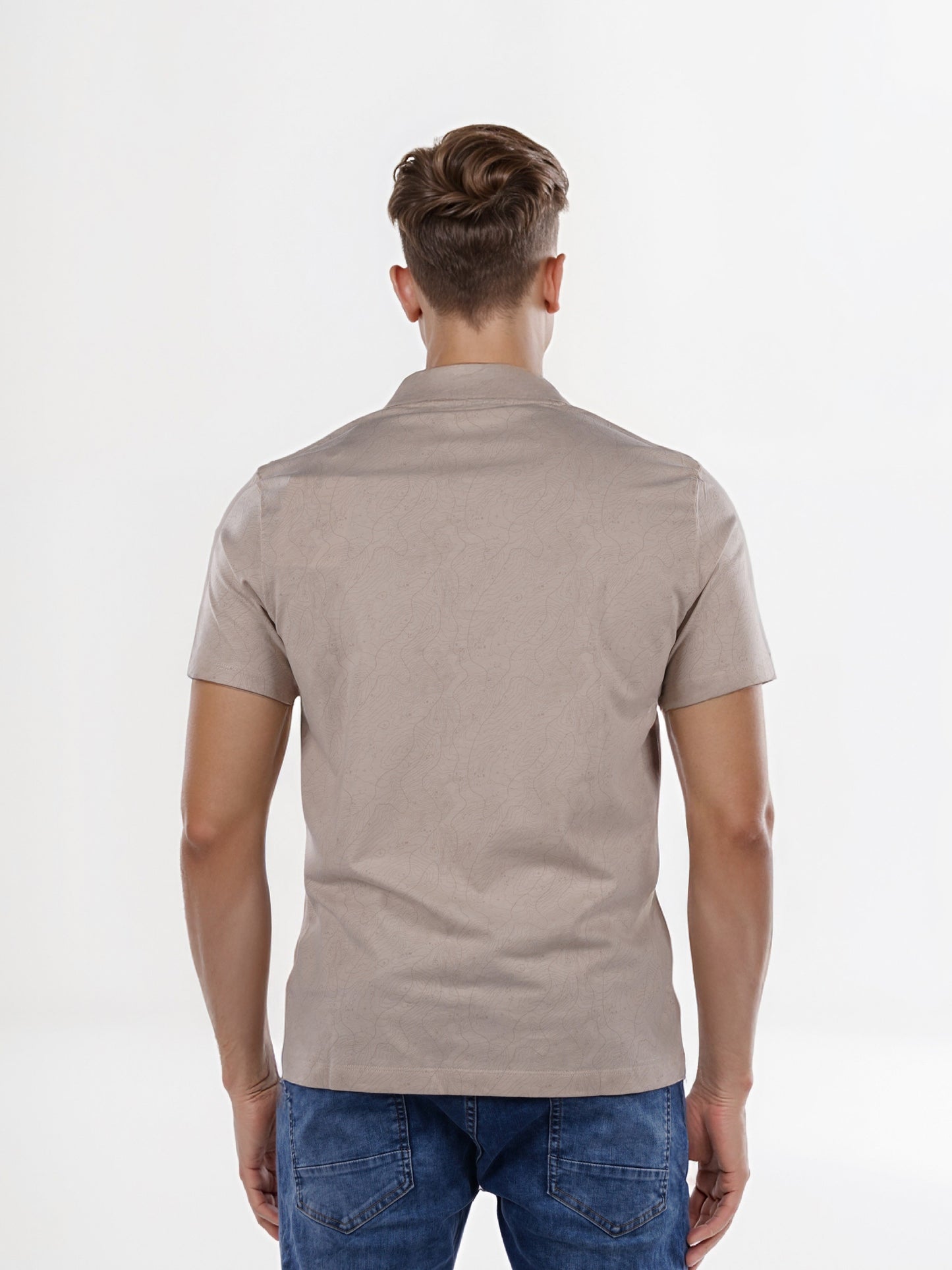 Celio* Chamonix Regular Fit Cotton Beige T-Shirt