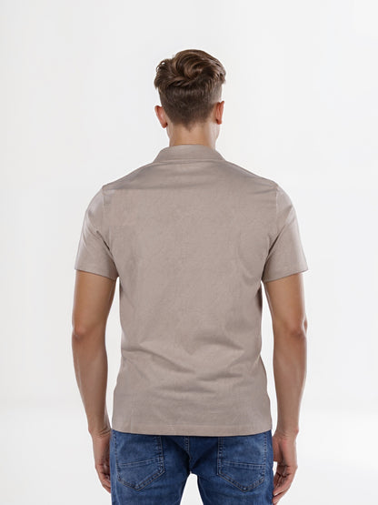 Celio* Chamonix Regular Fit Cotton Beige T-Shirt