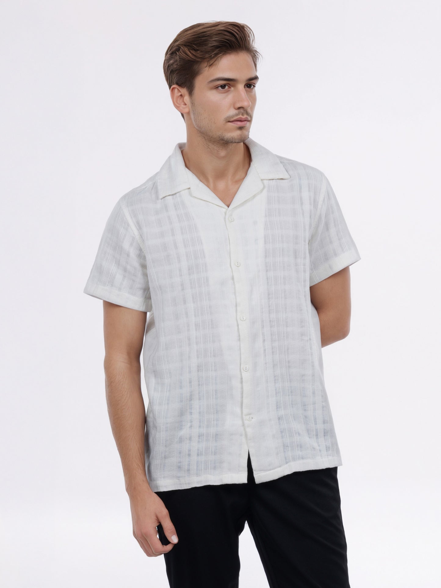 Celio* Men White Solid Regular Fit Cotton Shirt