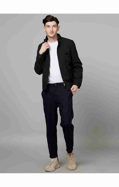 Navy Blue Straight Fit Linen Pants