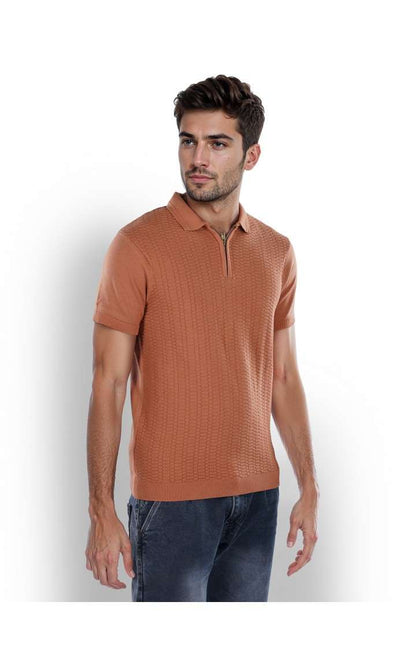 Celio* Solid Regular Fit Cotton Brown T-Shirt