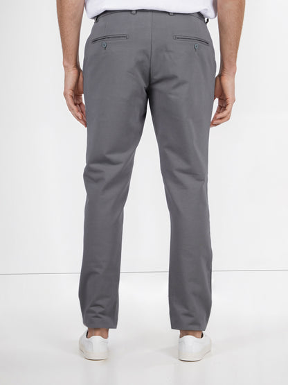 Celio* Cotton-Blend Regular Fit Grey Trousers