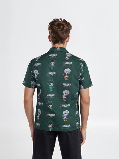 Celio* Hunter Green Printed Cotton Shirt