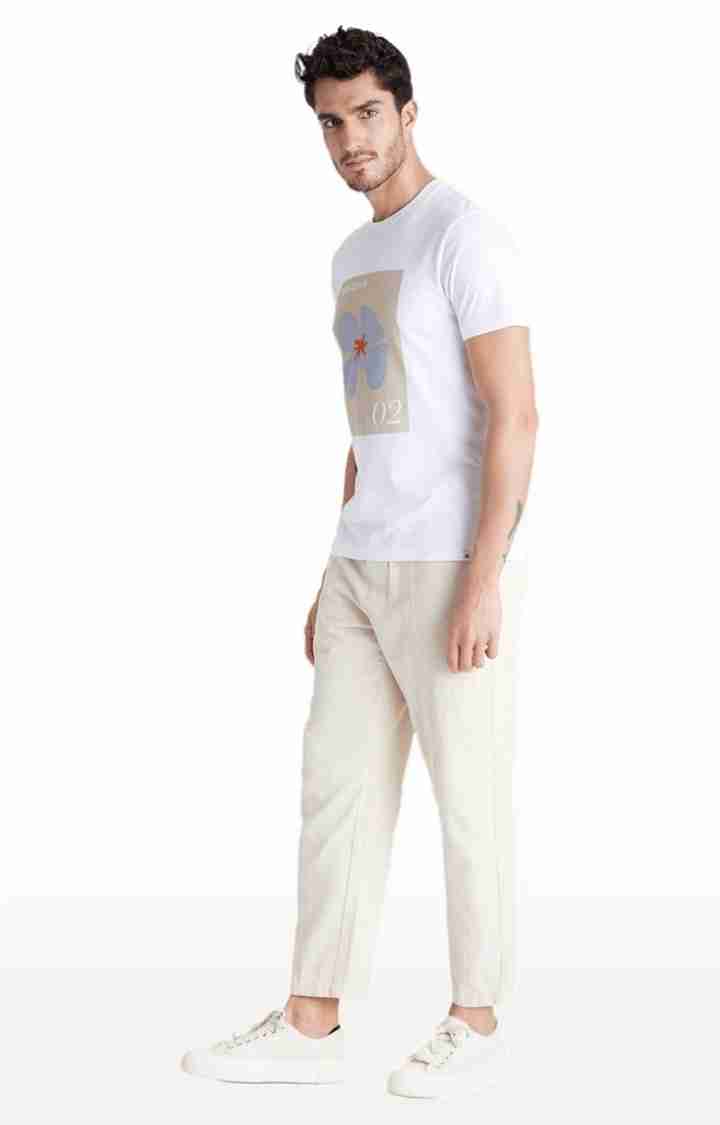 Beige Regular Fit Trousers