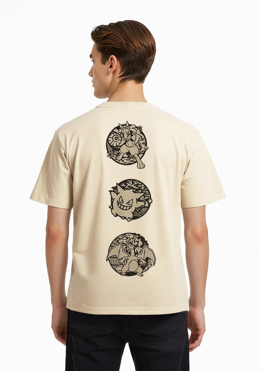 Celio* Pokemon Men Brown Printed Regular Fit Cotton T-shirt