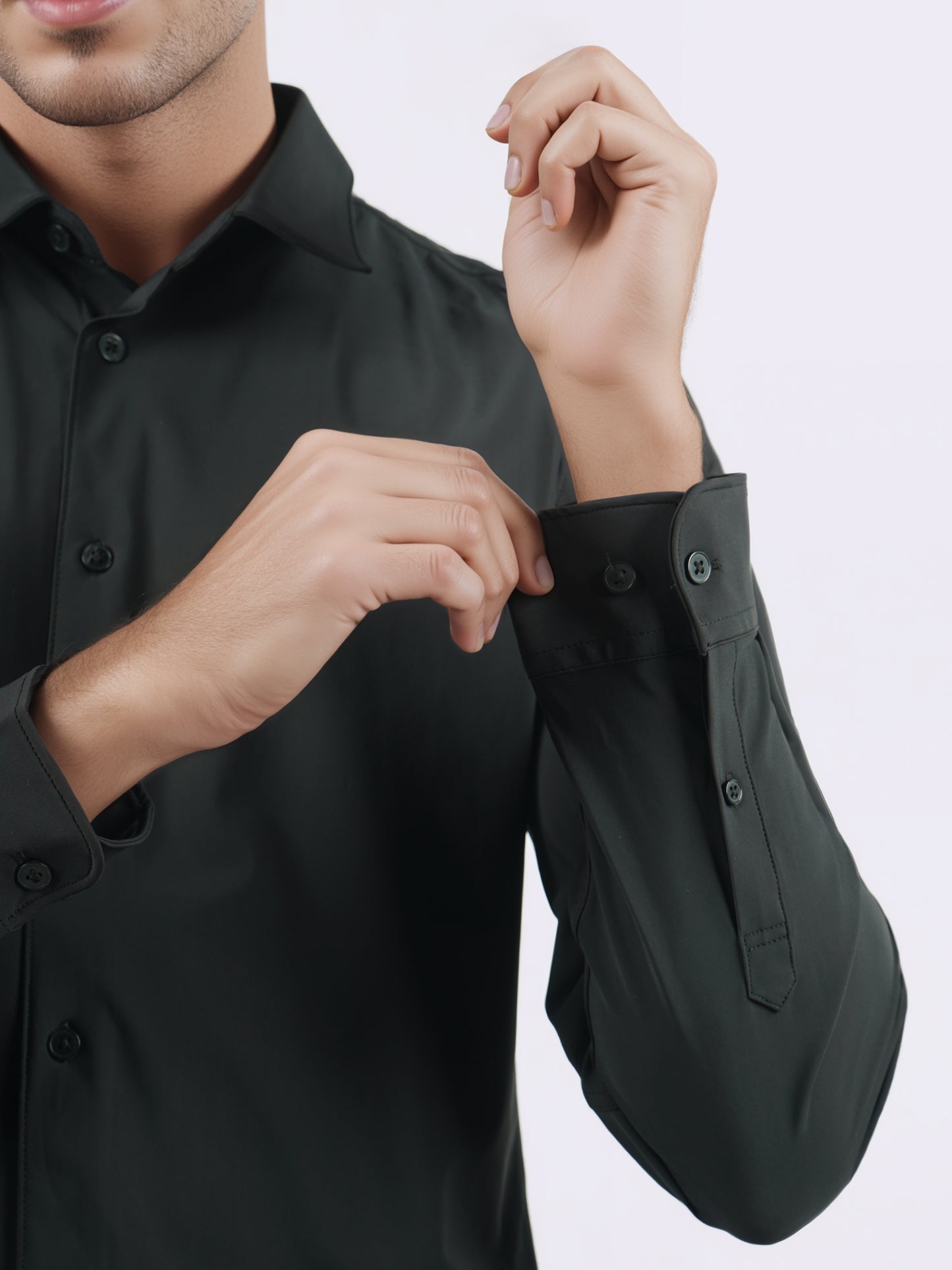 Celio* Men Black Solid Slim Fit Nylon Shirts