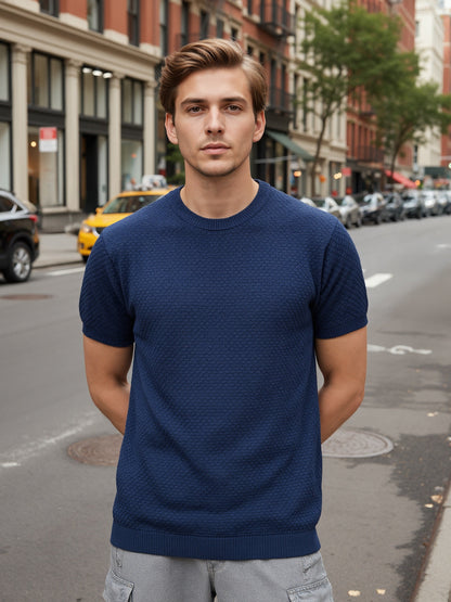 Celio* Men Blue Solid Regular Fit Cotton T-Shirts