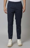 Celio* Cotton-Poly-Blend Slim Fit Navy Blue Trouser