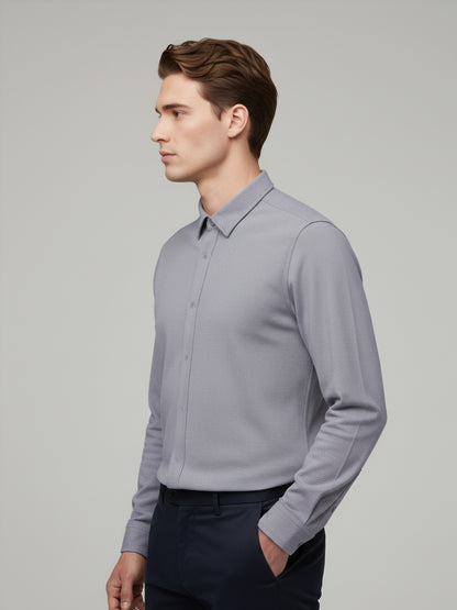 Celio* Men Grey Solid Regular Fit Cotton Shirts