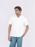 Celio* White Cotton Men Solid Regular Fit Shirts
