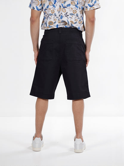 Celio* Cotton Regular Fit Black Bermuda