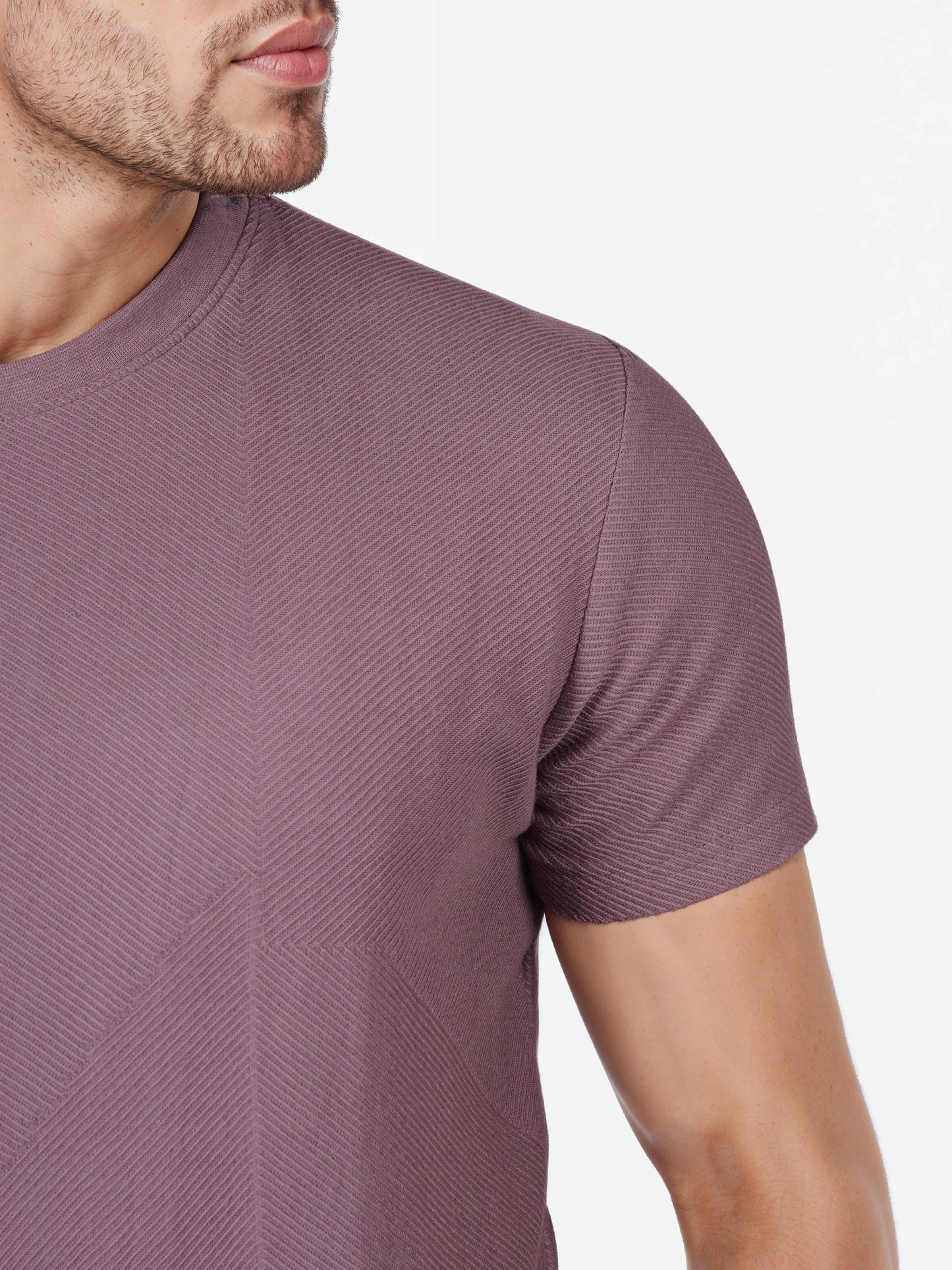 Celio* Solid Regular Fit Cotton Purple T-Shirts