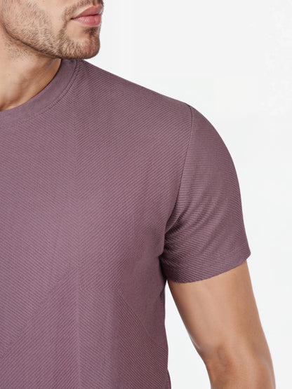 Celio* Solid Regular Fit Cotton Purple T-Shirts