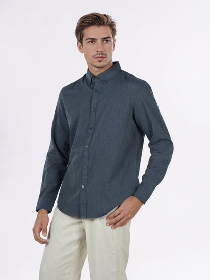 Celio* Men Grey Solid Regular Fit Cotton Shirts