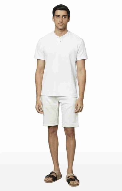 White Regular Fit Shorts