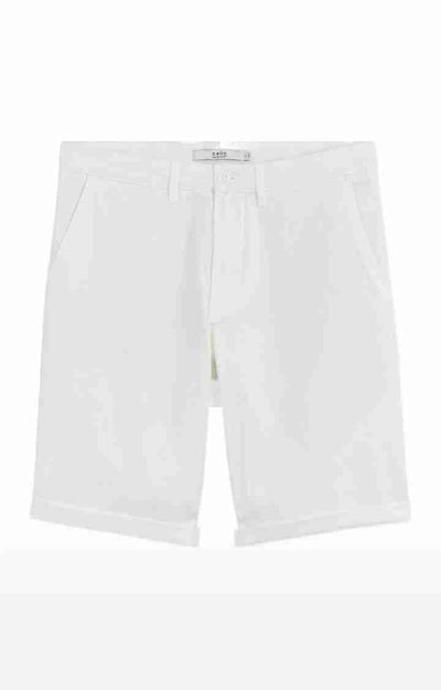 Celio* Cotton-Blend Regular Fit White Shorts