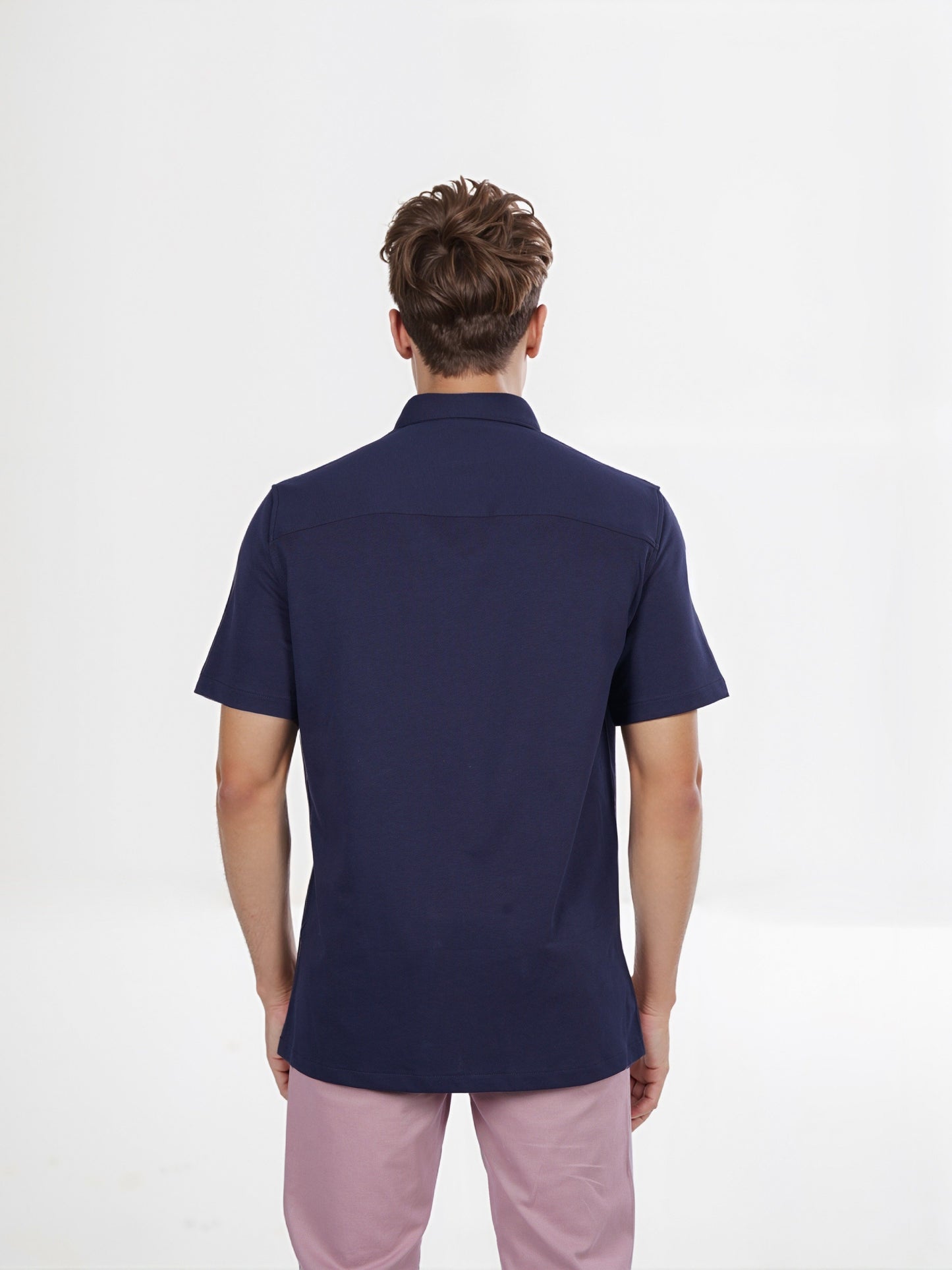 Celio* Solid Regular Fit Poly-Cotton Navy Blue Shirt