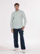 Celio* Regular Fit Striped Men Cotton White Shirts