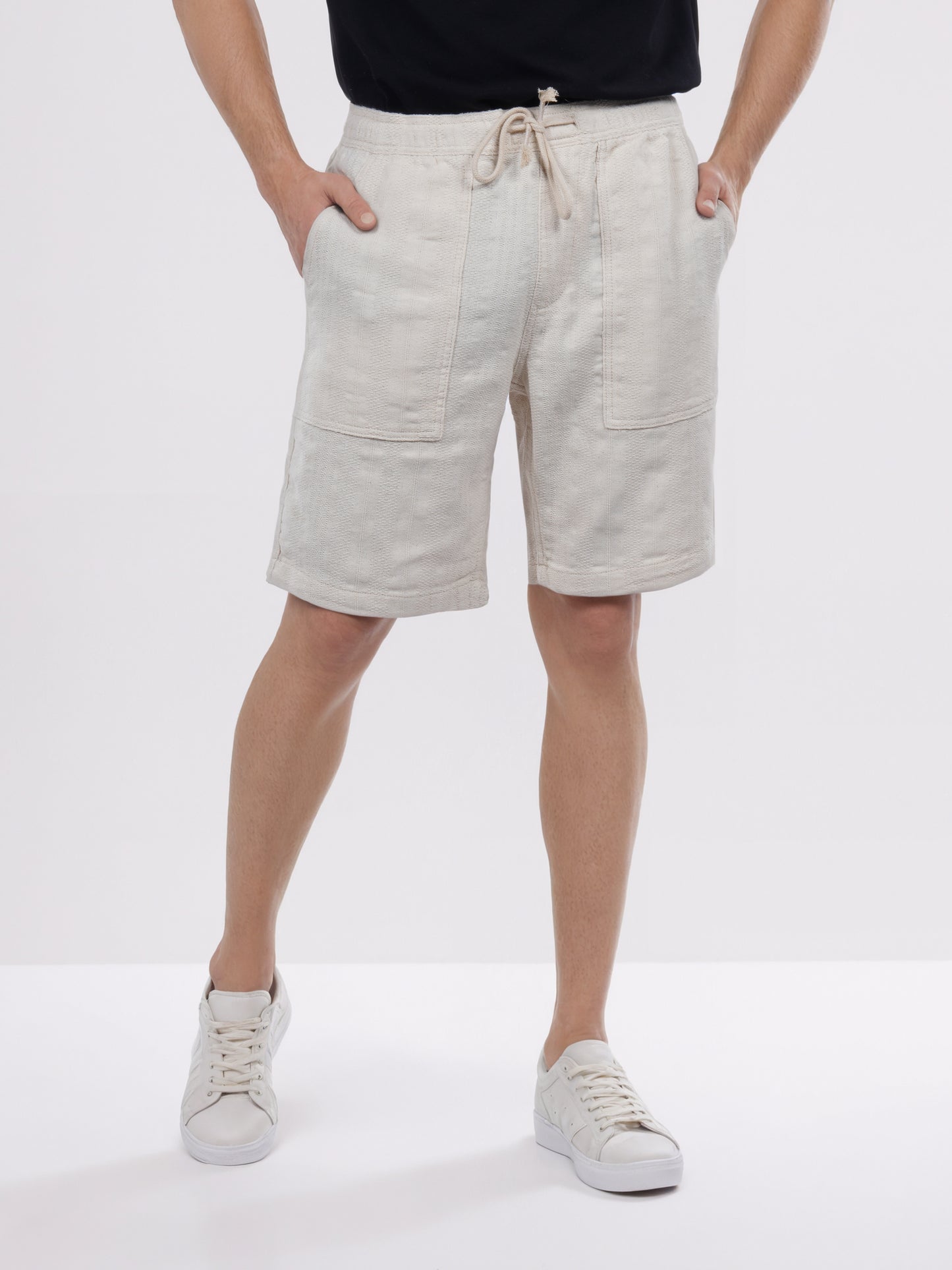 Celio* Men Beige Solid Bermuda Fit Cotton Shorts