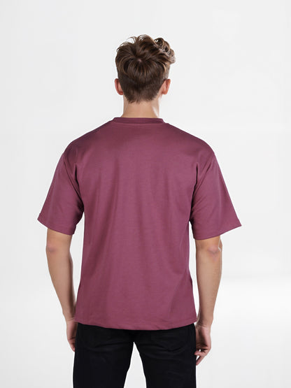 Celio* Solid Regular Fit Poly-Cotton Purple T-Shirt