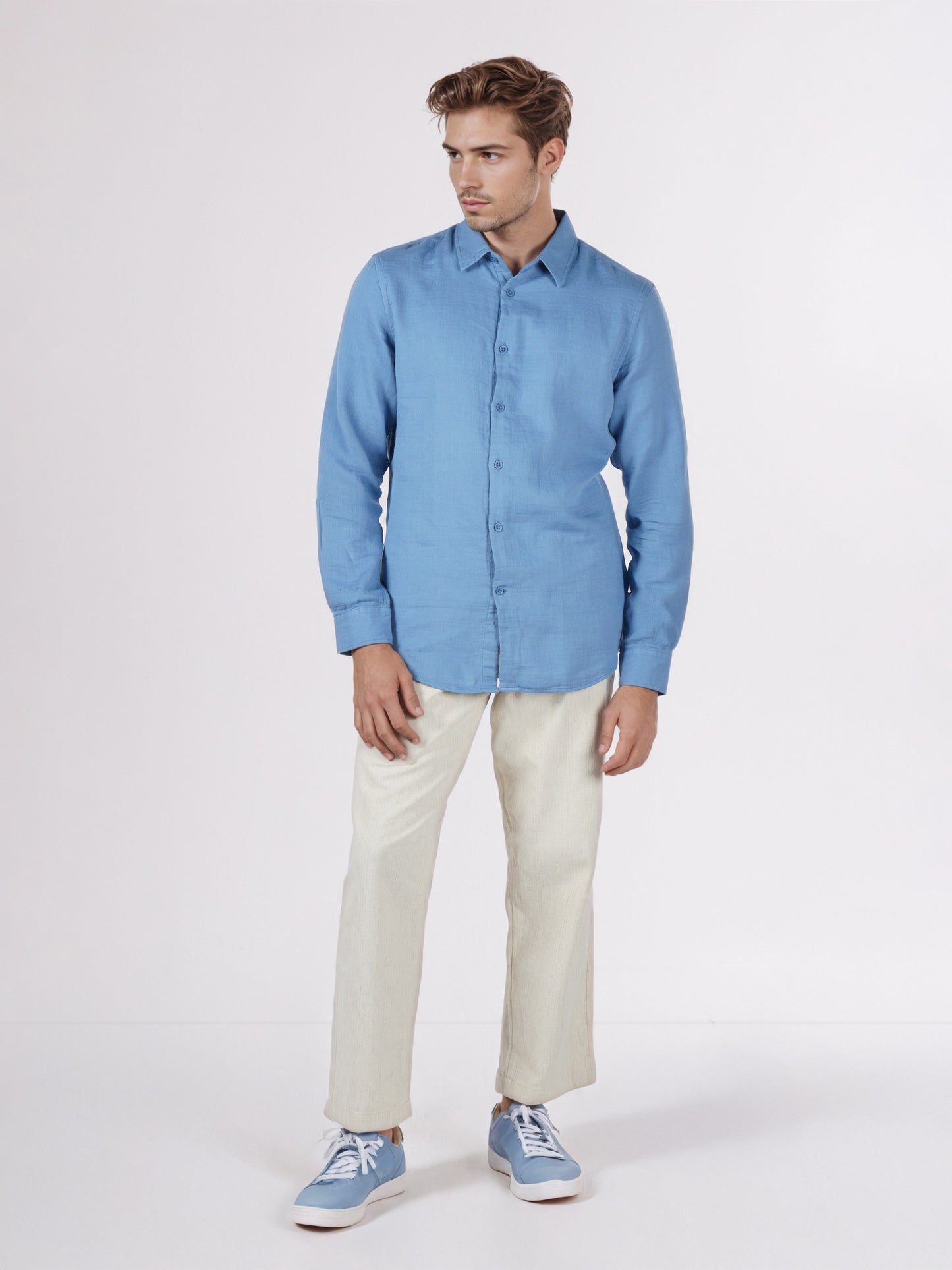 Celio* Men Blue Solid Regular Fit Cotton Shirts
