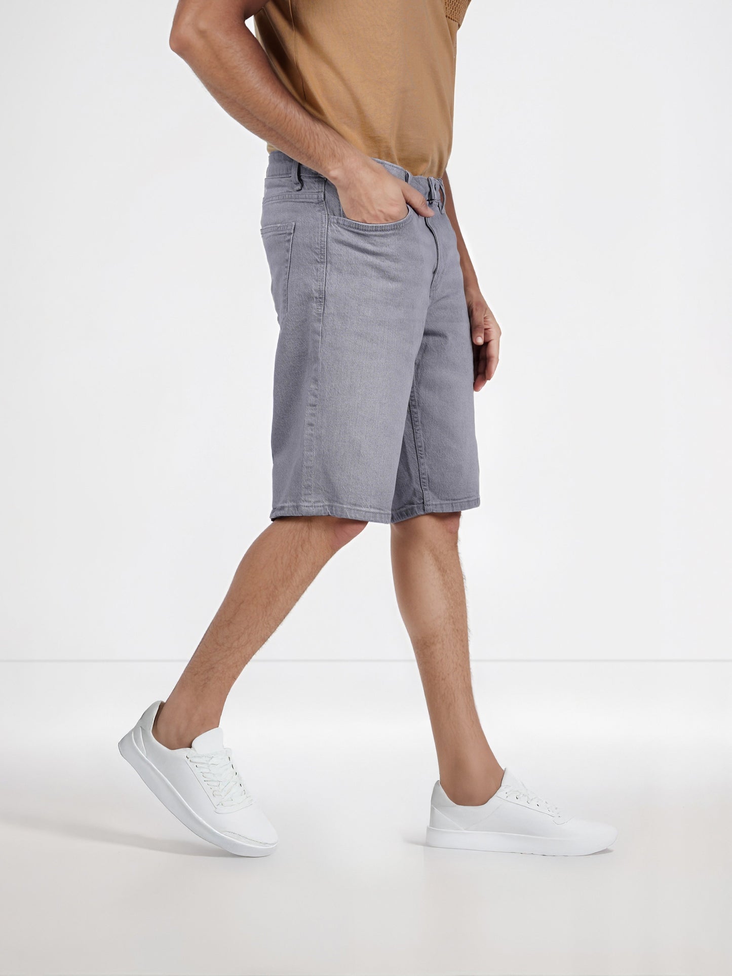 Celio* Cotton Regular Fit Grey Bermuda
