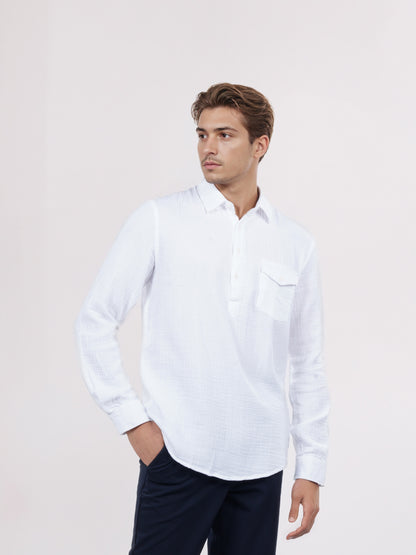 Celio* Men White Solid Regular Fit Cotton Shirt