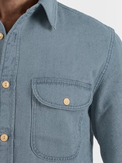 Blue Solid Cotton Shirt