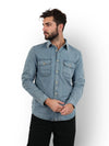 Celio* Solid Regular Fit Cotton Blue Shirt