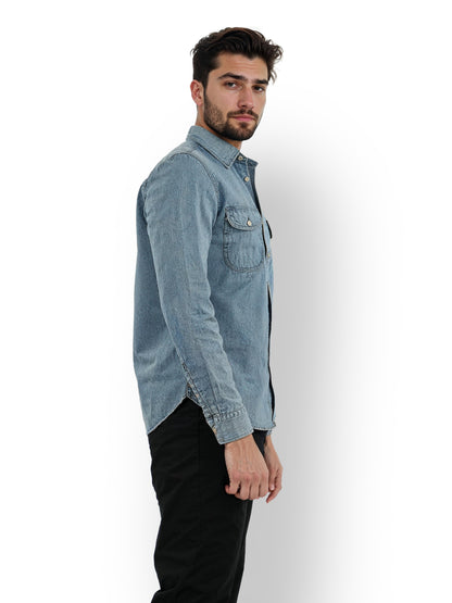 Blue Solid Cotton Shirt