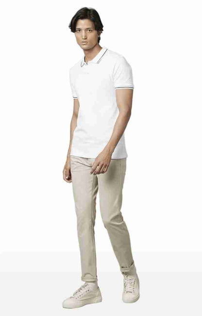 Beige Slim Fit Trousers