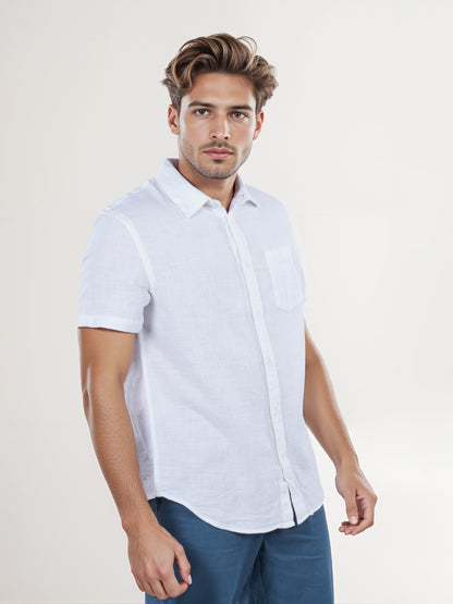 Celio* Men White Solid Regular Fit Cotton Shirt