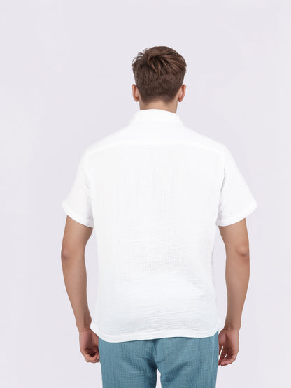 Celio* Men White Solid Regular Fit Cotton Shirts