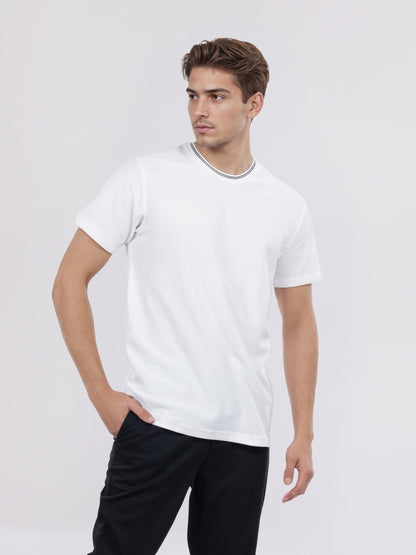 Celio* Men White Solid Regular Fit Cotton T-Shirt