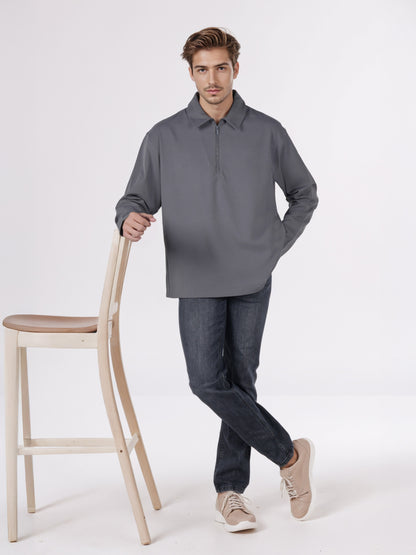 Celio* Men Grey Solid Regular Fit Polyester Shirts