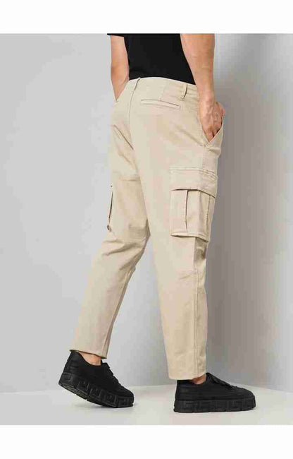 Beige Regular Fit Cargos