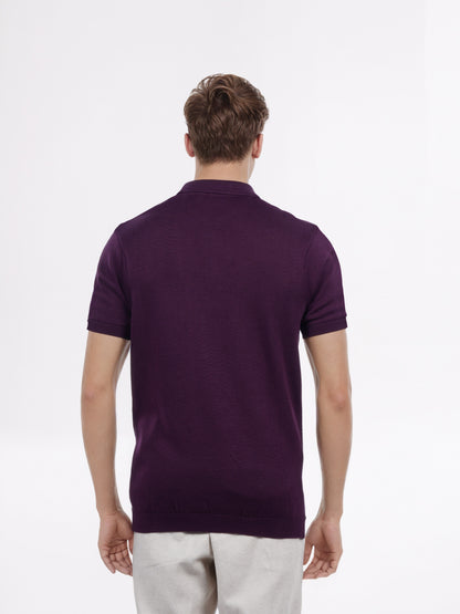 Celio* Men Purple Solid Regular Fit Cotton T-Shirt