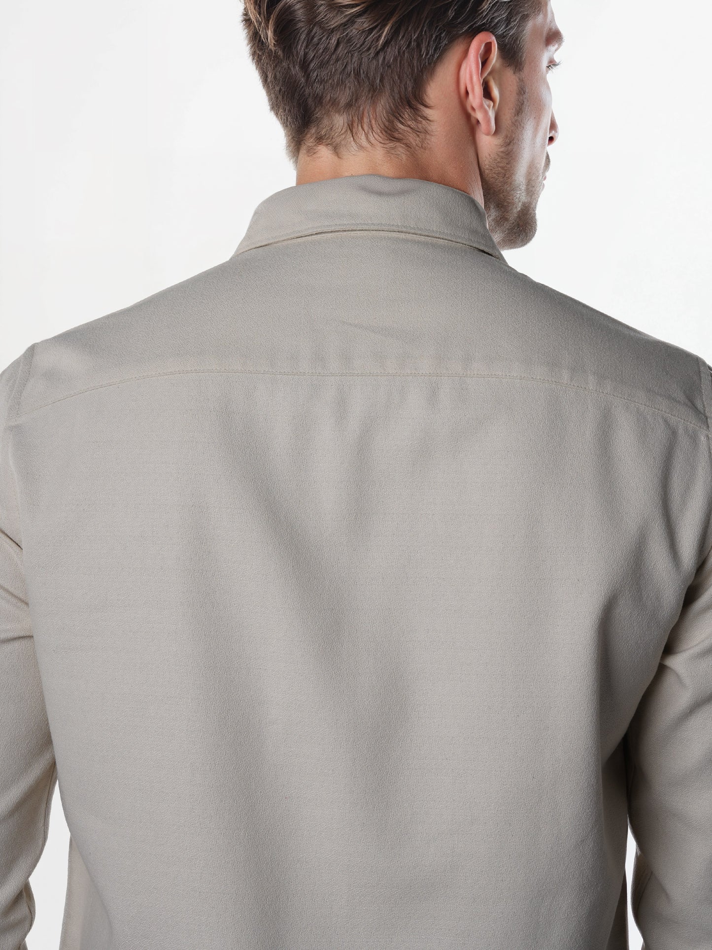 Celio* Solid Regular Fit Viscose-Blend Beige Shirts