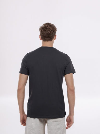 Celio* Cotton Black Men Regular Fit Solid T-Shirt
