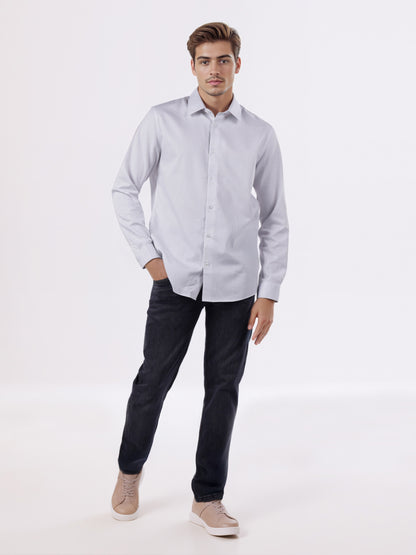 Celio* Men White Solid Slim Fit Cotton Shirts