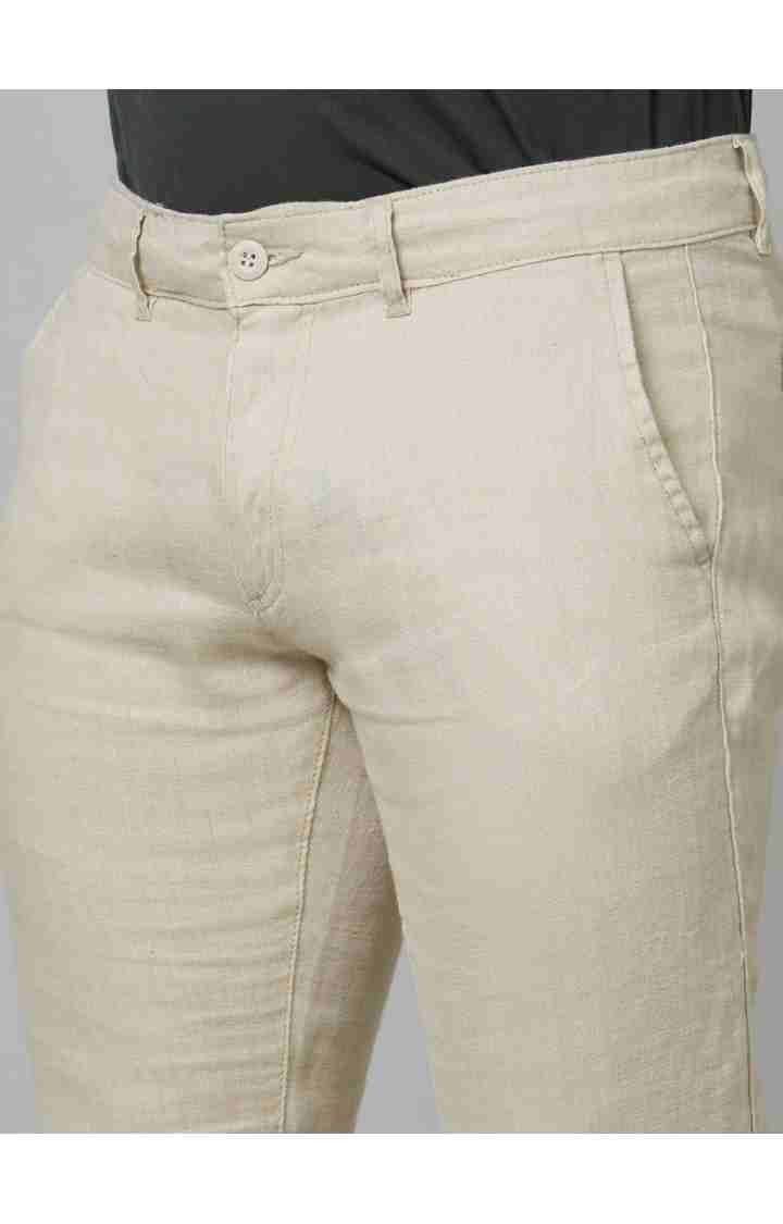 Beige Slim Fit Trousers