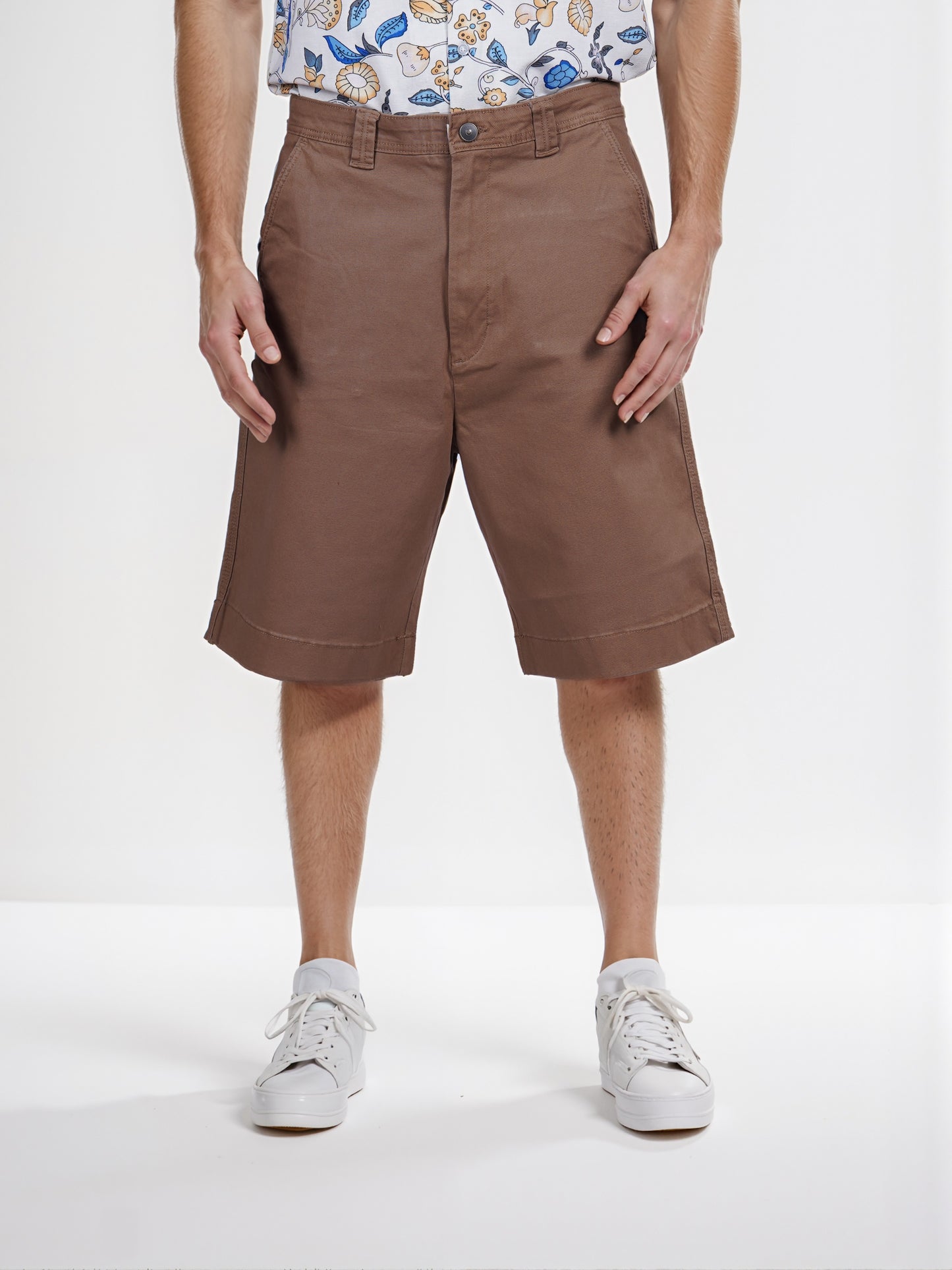 Celio* Cotton Regular Fit Brown Bermuda