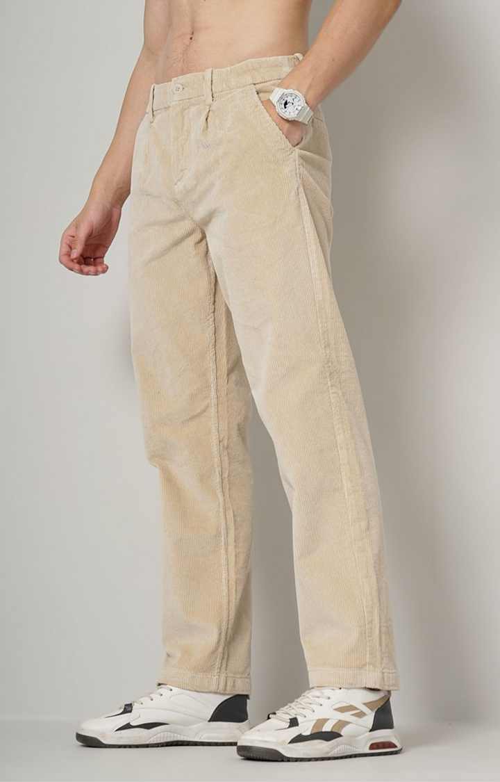 Beige Regular Fit Trousers