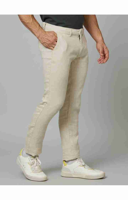 Beige Slim Fit Trousers