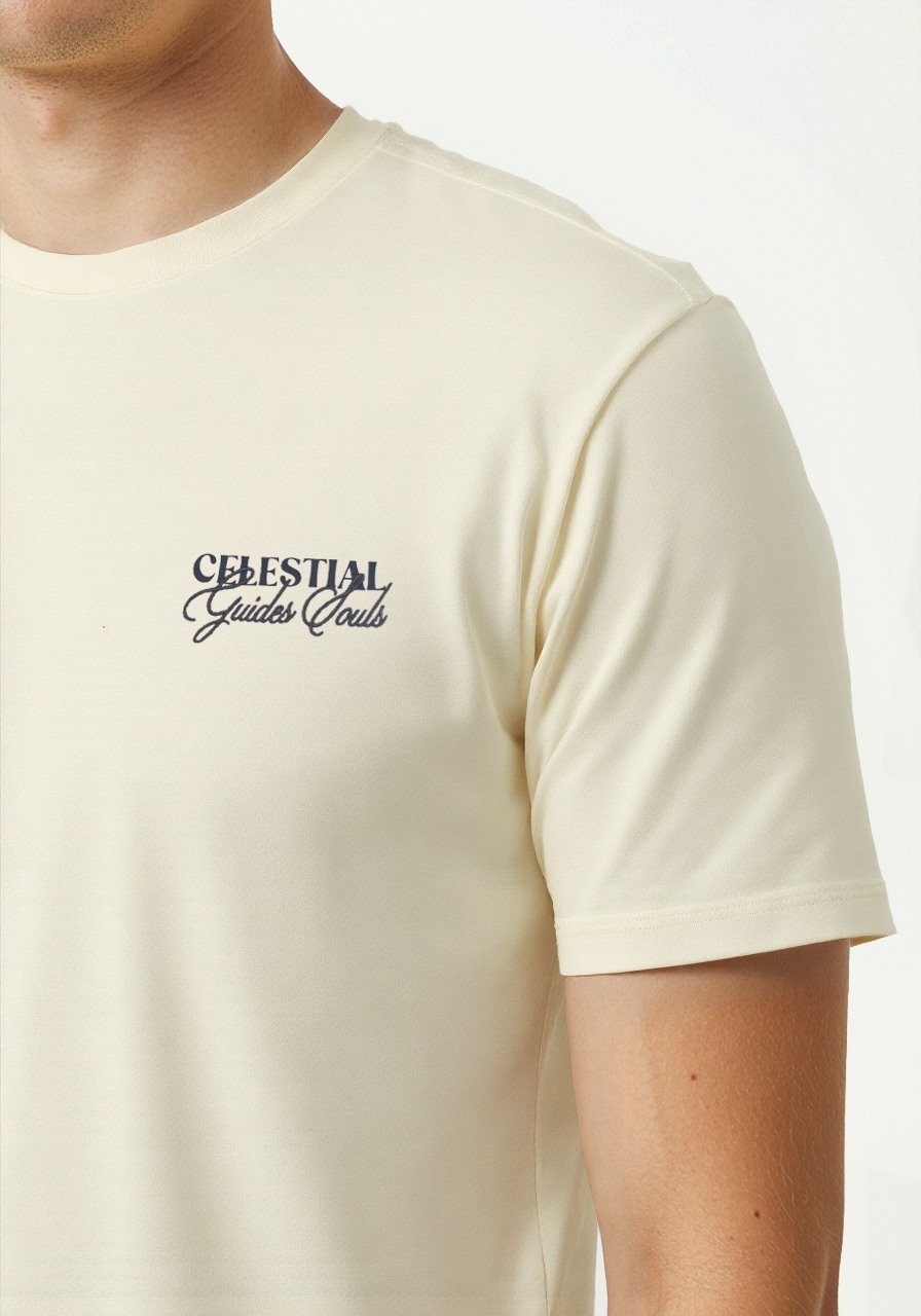 Celio* Men Cream Printed Oversized Cotton T-shirt