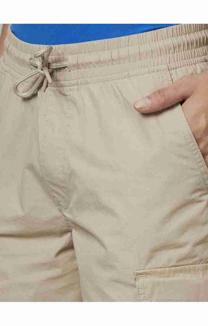 Beige Regular Fit Shorts