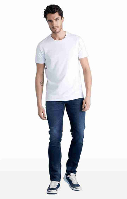 Navy Blue Straight Slim Fit Jeans