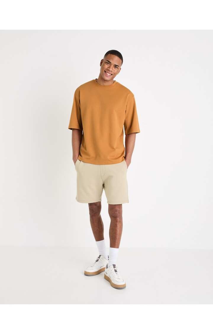 Celio* Printed Boxy Fit Cotton Brown T-Shirt
